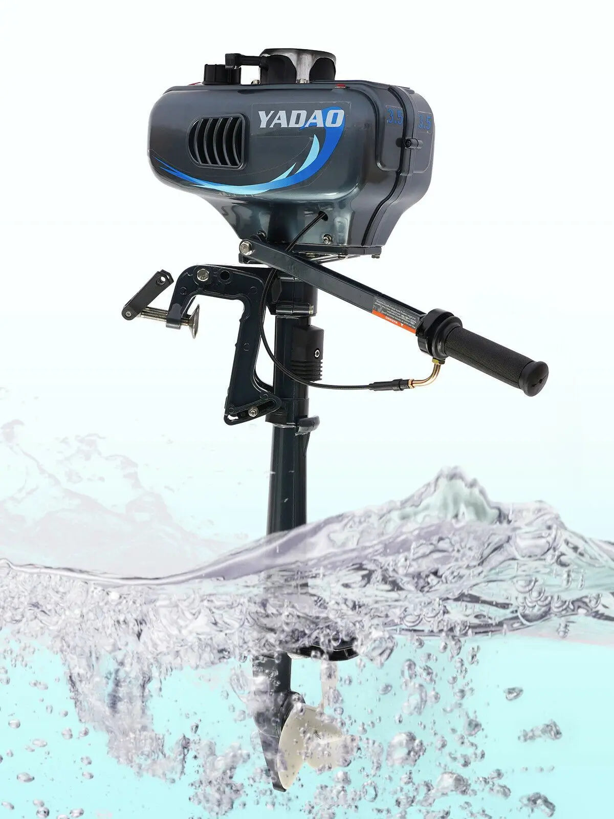 2 Stroke Gasoline Boat Outboard Motor 3.5HP 49cc Short Shaft Grey