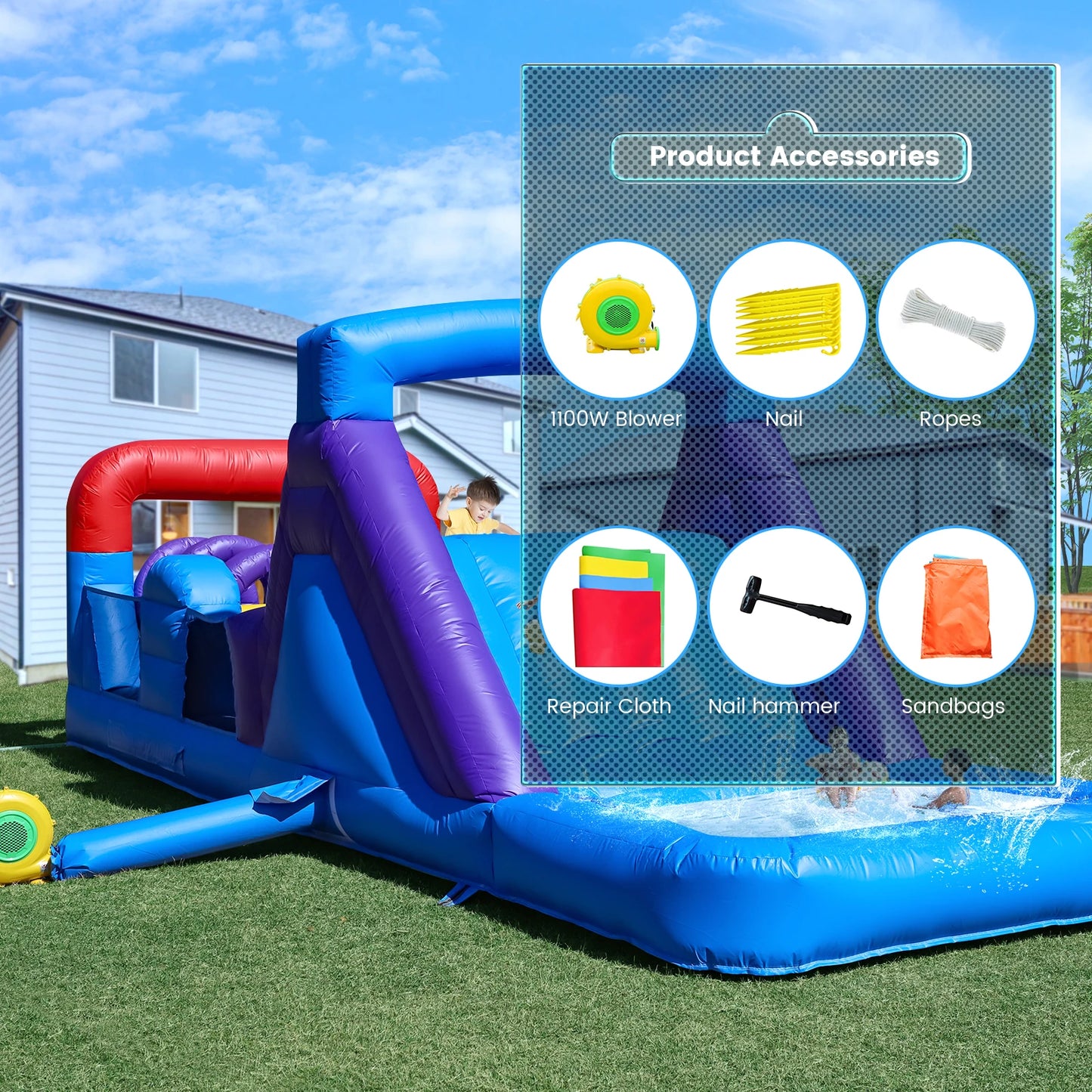 6.7m Commercial PVC Inflatable Obstacle Course Bounce House Castle For Kid Party Children's playground, children's toys