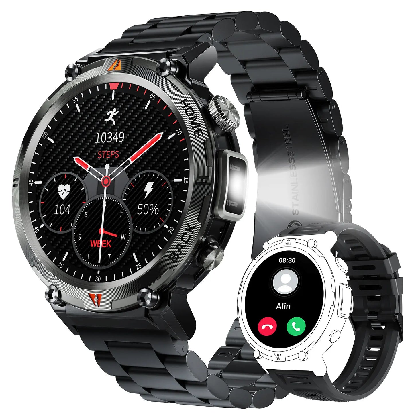 EIGIIS KE3 Bluetooth Smartwatch For Men With Health Heart Rate Monitor