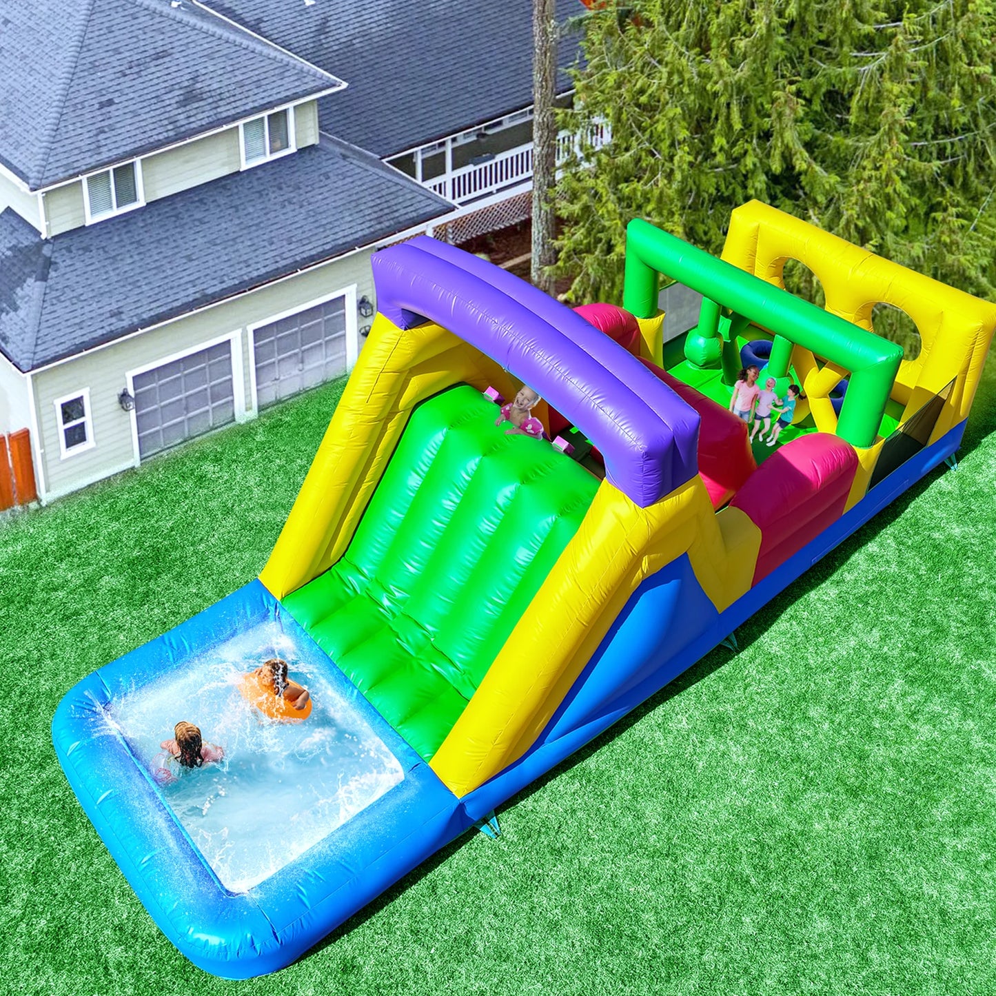 6.7x2.4x2.5m Commercial Inflatable Obstacle Bounce Castle Bouncy House w/ Blower Children's playground, children's toys