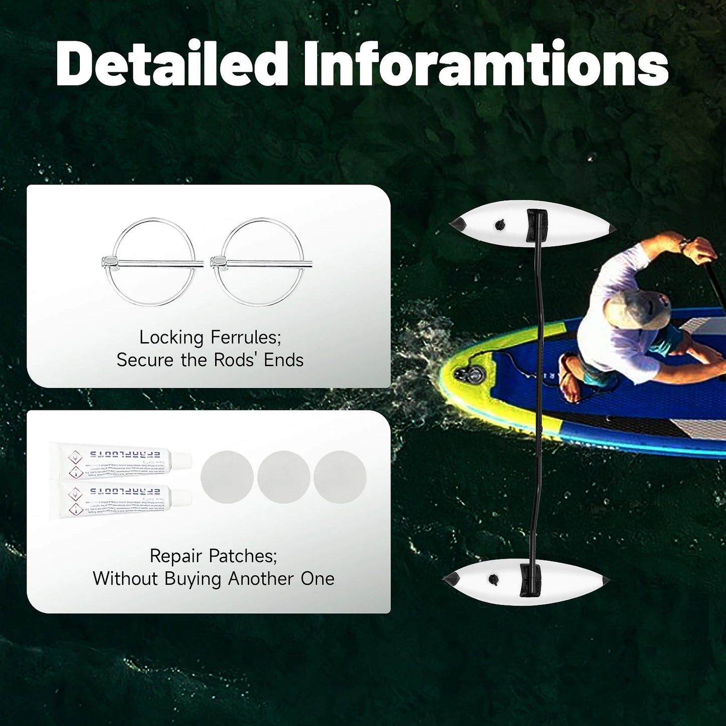 Kayak Stabilizers 2Pcs Outrigger System With PVC Sidekick Rods For Canoes Boats