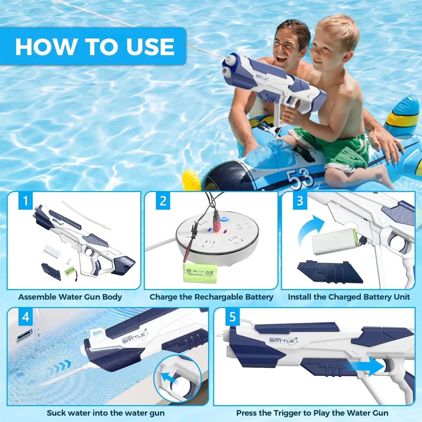 Electric Water Gun Squirt  Pistol space battle Guns Children pool Beach Outdoor Party Fight Shooting Toys for Boys Kid Games