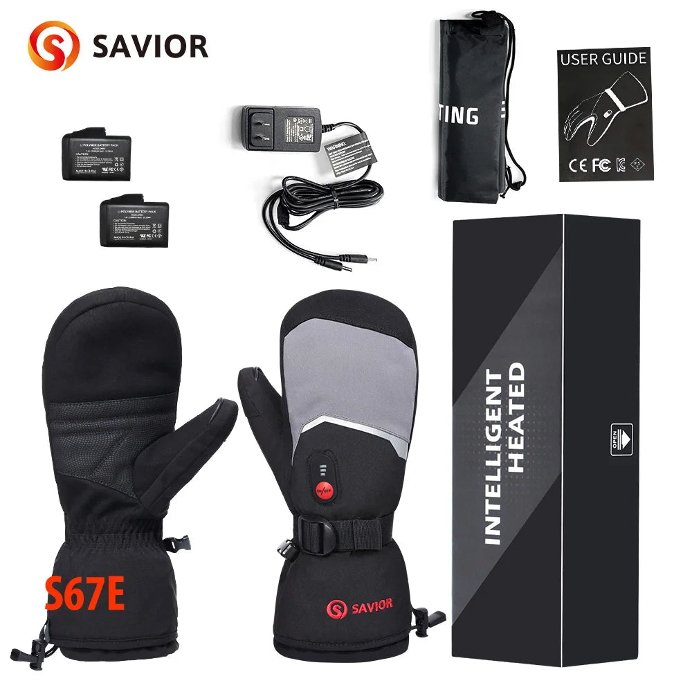 Savior Heated Gloves Touch Battery Powered Waterproof Windproof Ski Mittens