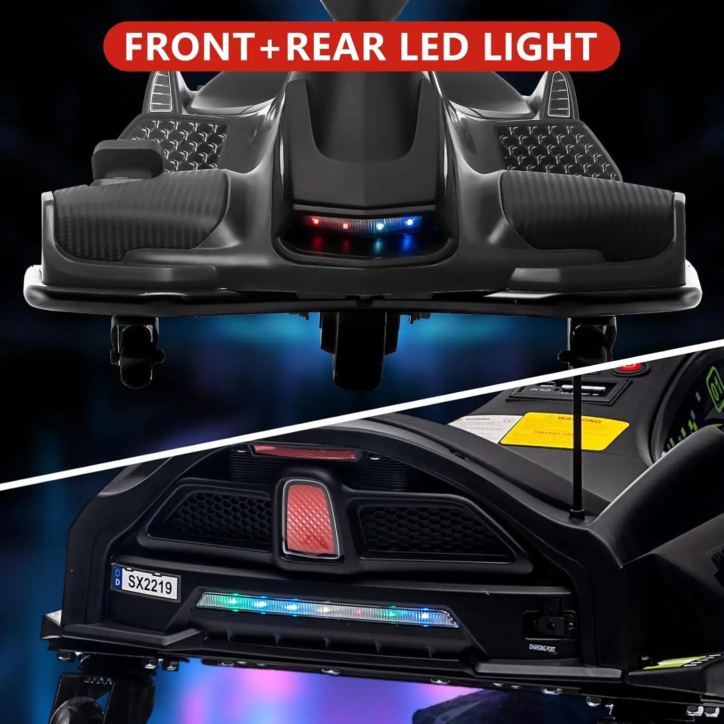 12V Ride On Go Kart with 45W Brushless Quiet Motor 5 mph Electric Drifting Go-Kart Battery Powered Outdoor Ride On Toy for Teens