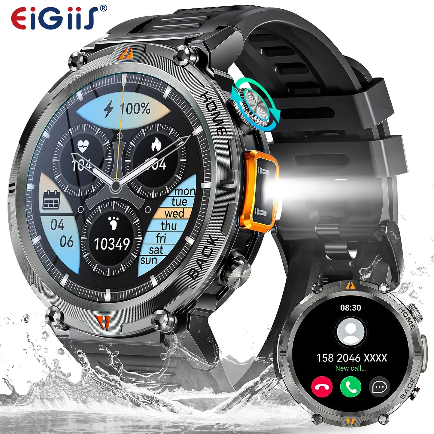 EIGIIS KE3 Bluetooth Smartwatch For Men With Health Heart Rate Monitor