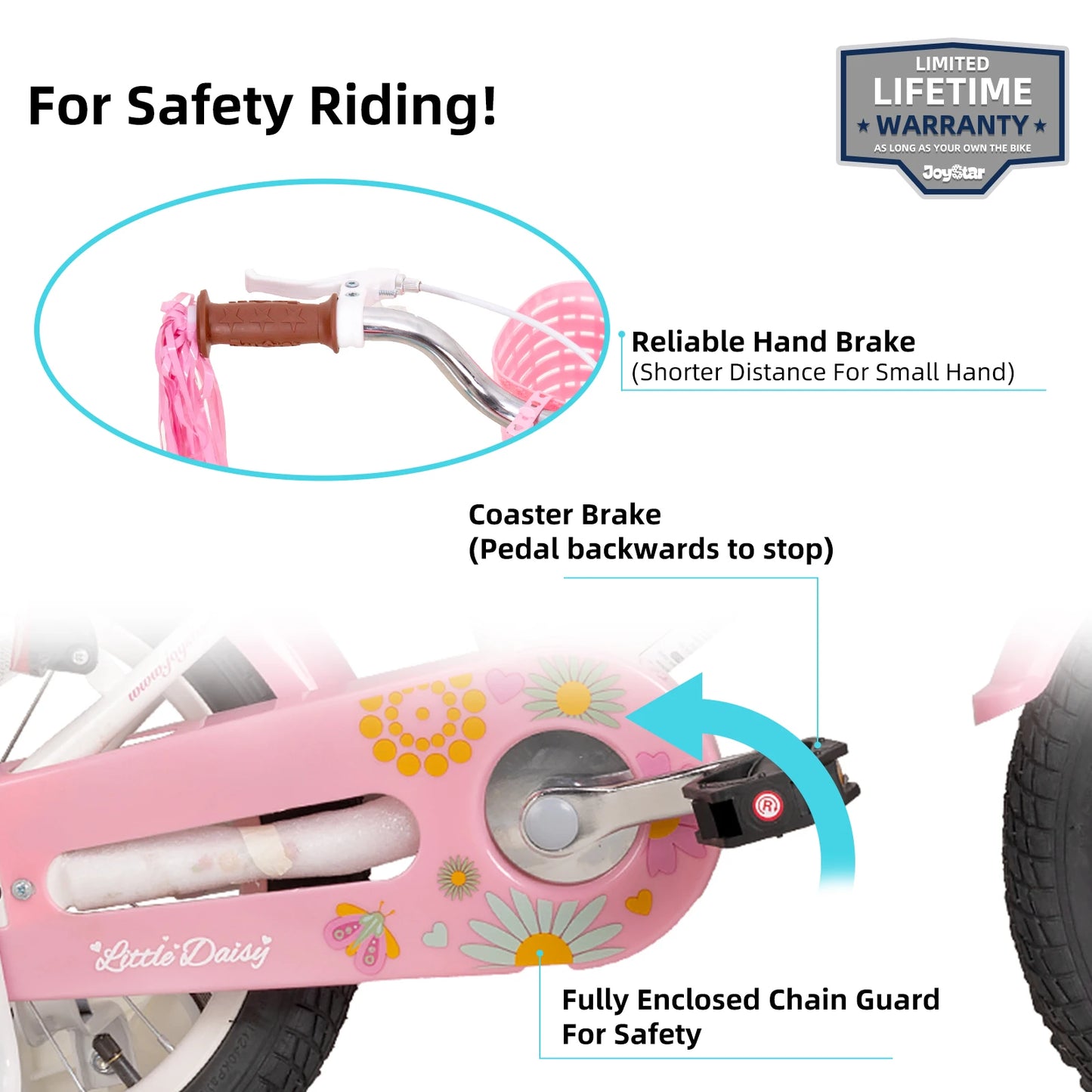 JOYSTAR Little Daisy Kids Bike For Girls Ages 2-7 With Doll Seat Streamers Flag