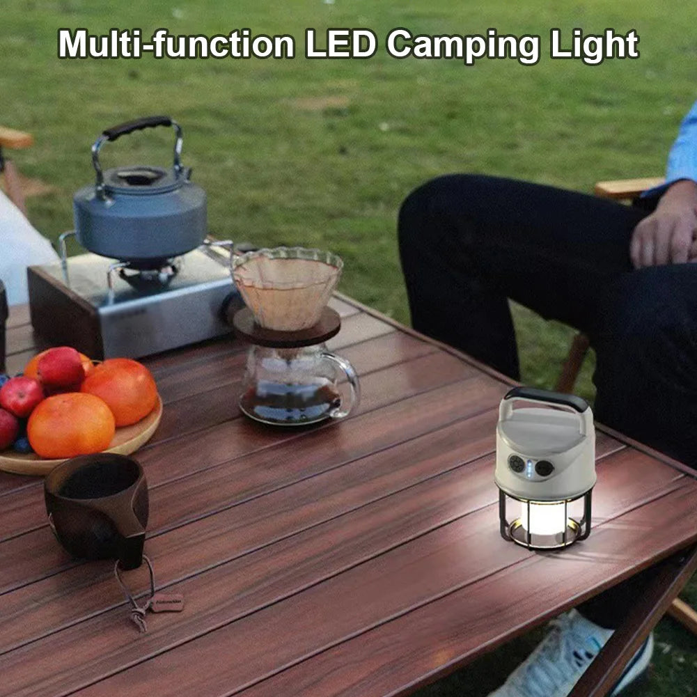USB Rechargeable Portable LED Flashlight 1200mAh Camping Lantern 4 Lighting Modes
