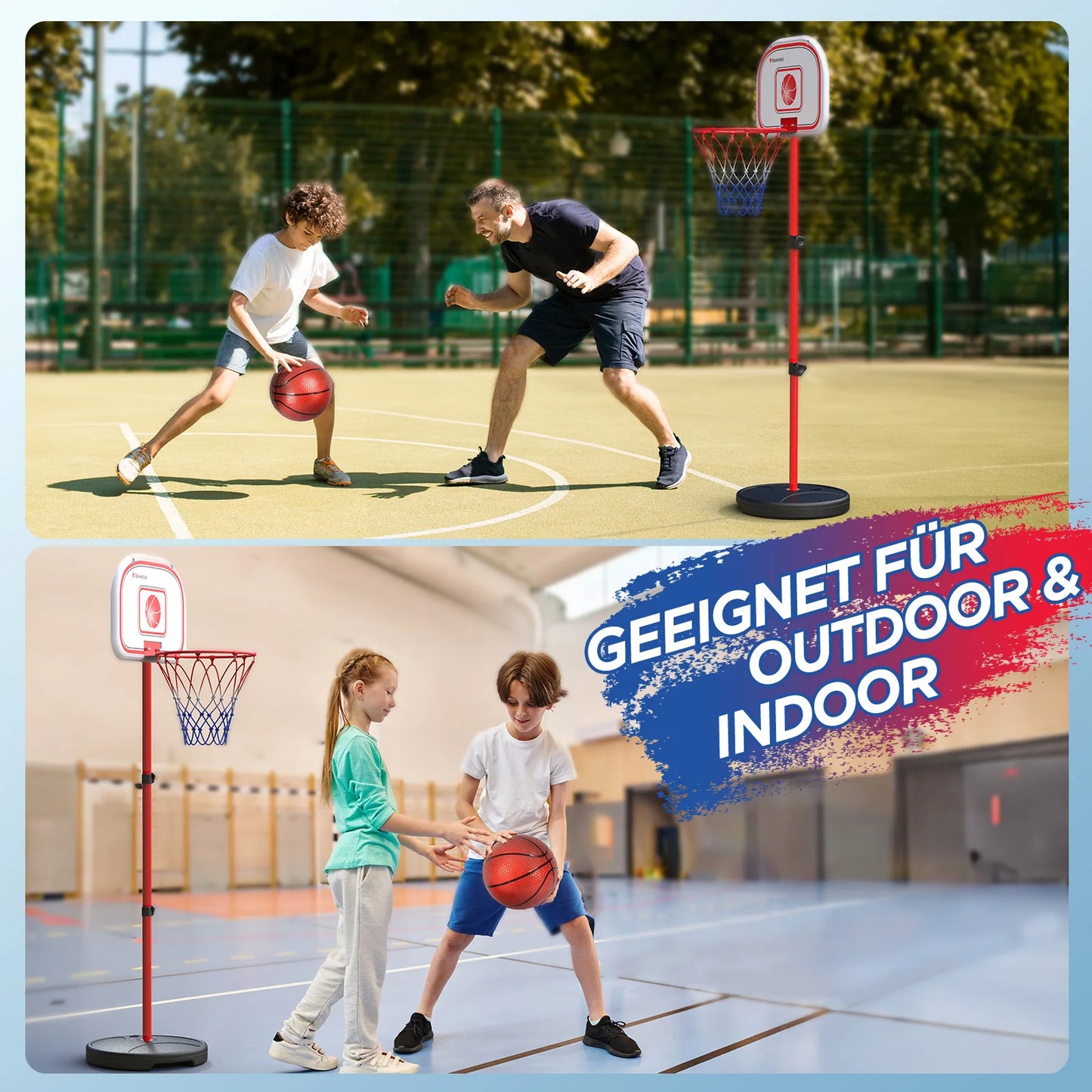 2 In 1 Kids Basketball Hoop And Punching Bag, Adjustable Basketball Set, Standing Punching Bag,Indoor Outdoor Sport Toys