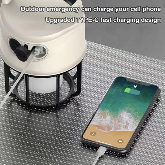 USB Rechargeable Portable LED Flashlight 1200mAh Camping Lantern 4 Lighting Modes