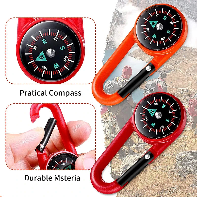 Mini Lightweight Compass With Carabiner Keychain For Camping Survival