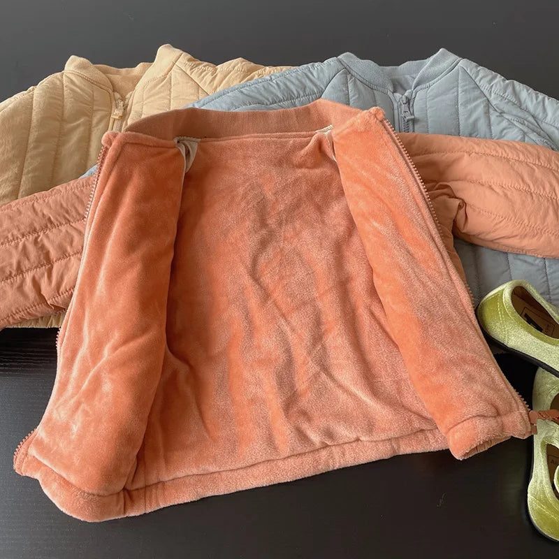 Unisex 4 To 6Y Thickened Cotton Jacket For Autumn Winter Kids Outerwear