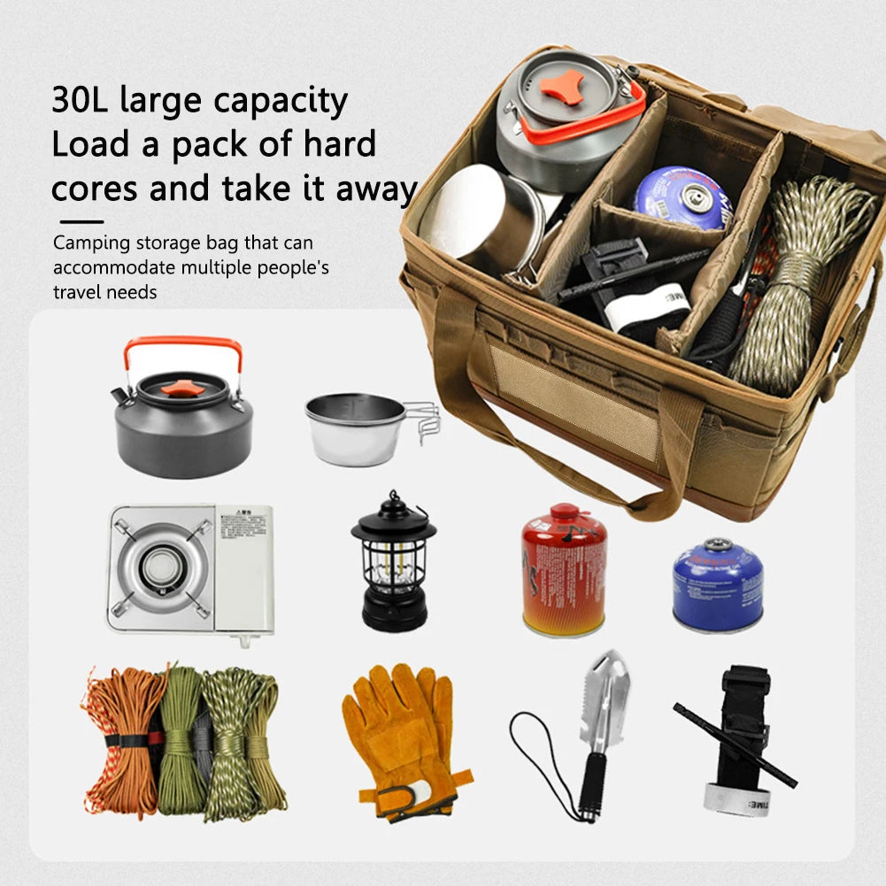 30L Camping Utensil Organizer Detachable Multifunctional Stove Storage Case