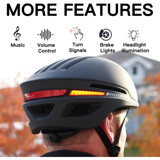 Smart Bike Helmet With Built In Speakers And Brake Lights LED Signals Remote