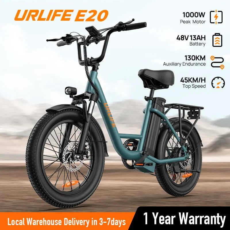 URLIFE 1000W E20 Electric Bike Removable 48V Battery