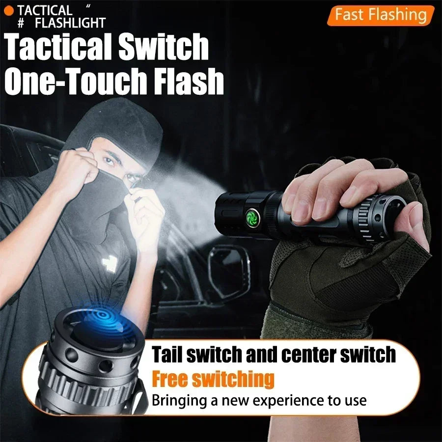 YEMAO 2200Lm LED Flashlight 18650 Rechargeable Torch P80 6500K Self-Defense