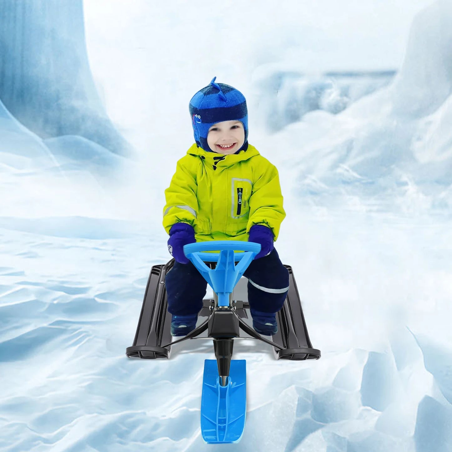 79cm Snow Racer Sled Blue For Kids 3 To 15 Years And Adults 220.5lb Capacity