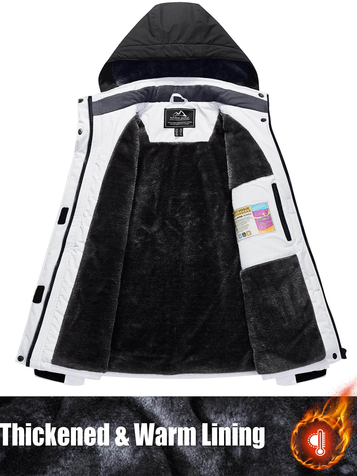 Women's Waterproof Insulated Ski Jacket With Hood Fleece Lined Snow Coat