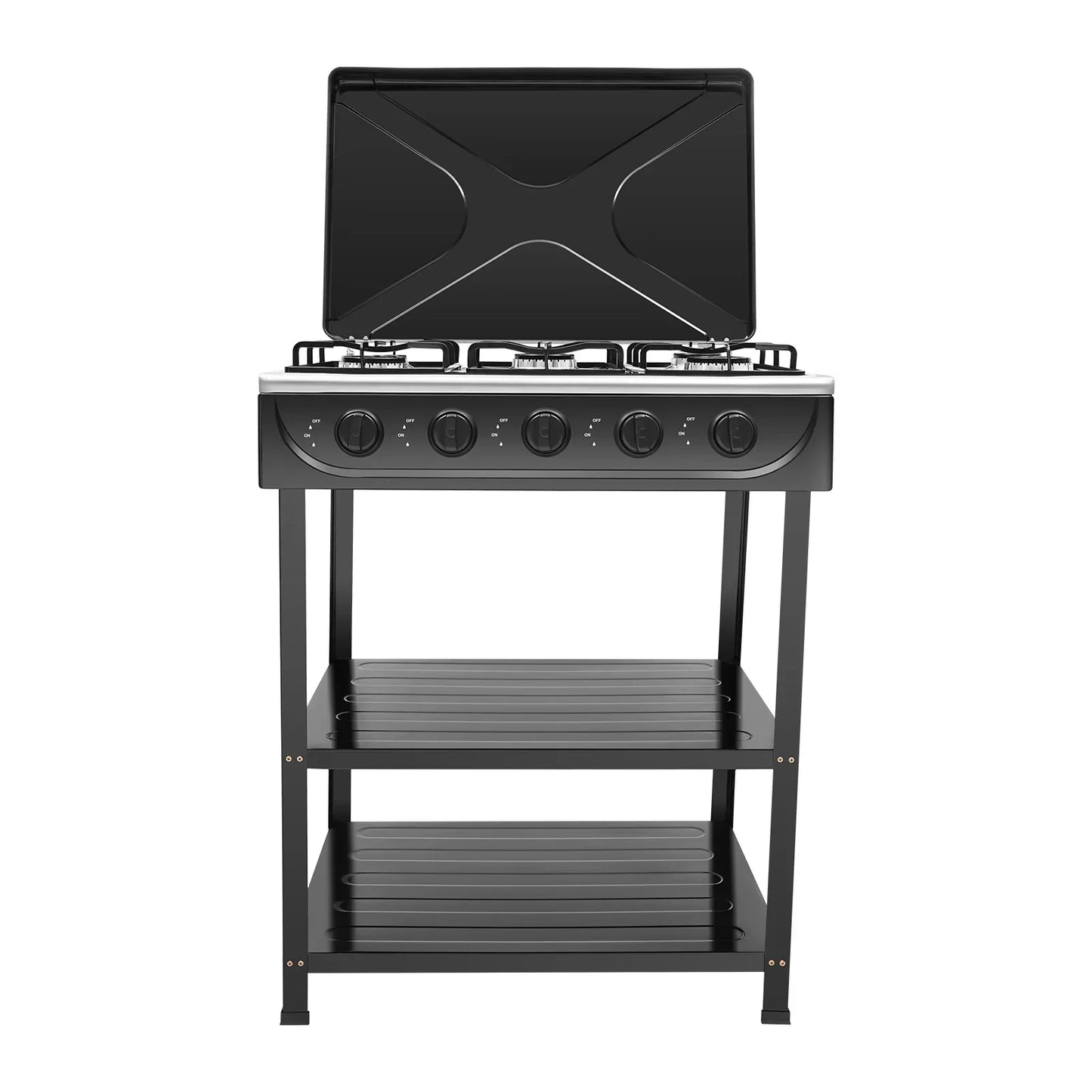 5 Burner Natural Gas Stove Portable Camp Grill With Storage Stand For Outdoor RV