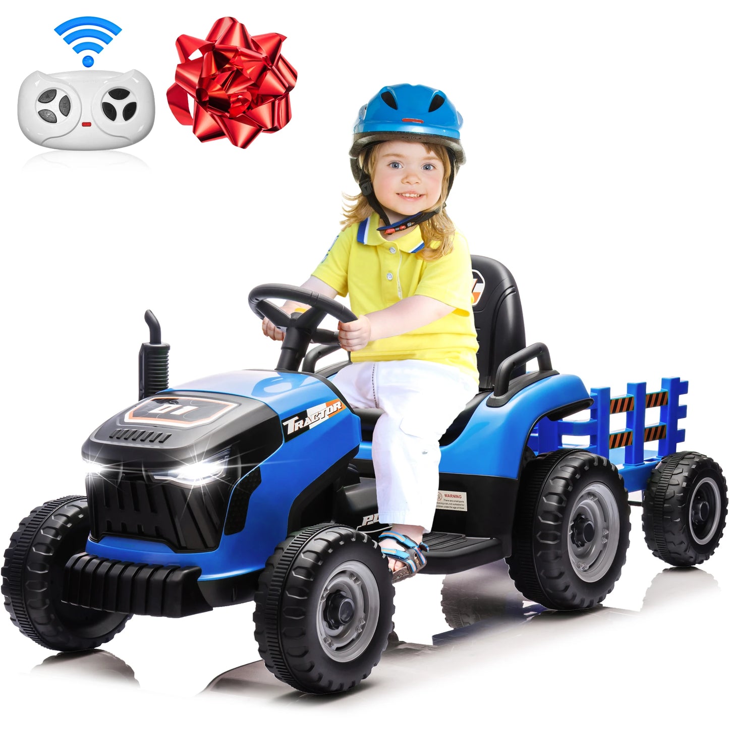 24 Volts Ride on Toys Vehicle w/Remote Control, 2 Seater Powered Ride on Tractor Truck, Electric Car for Kids 2-6 Gifts