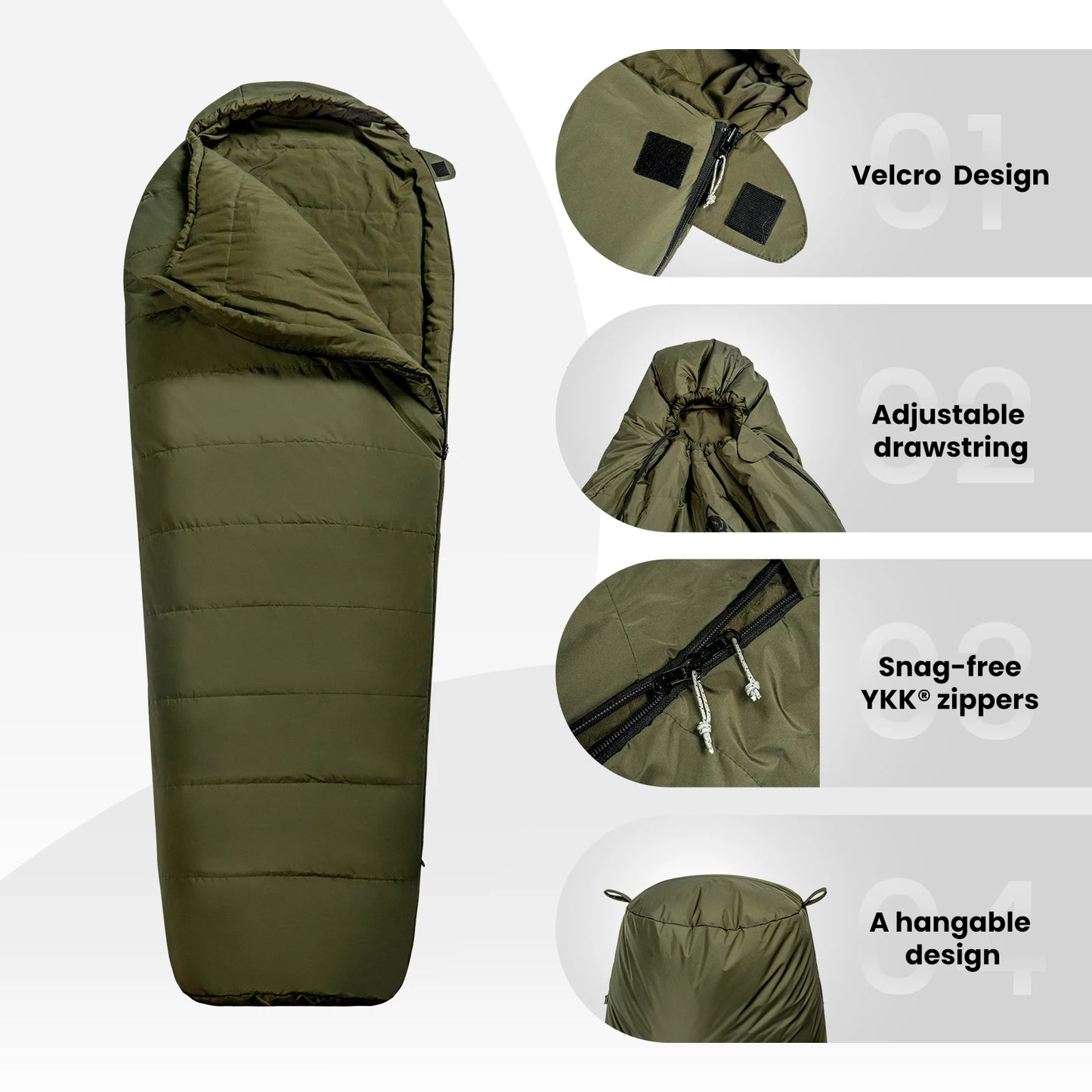 OneTigris Bushcrafter Tactical Mummy Sleeping Bag Camping Bushcraft Backpacking