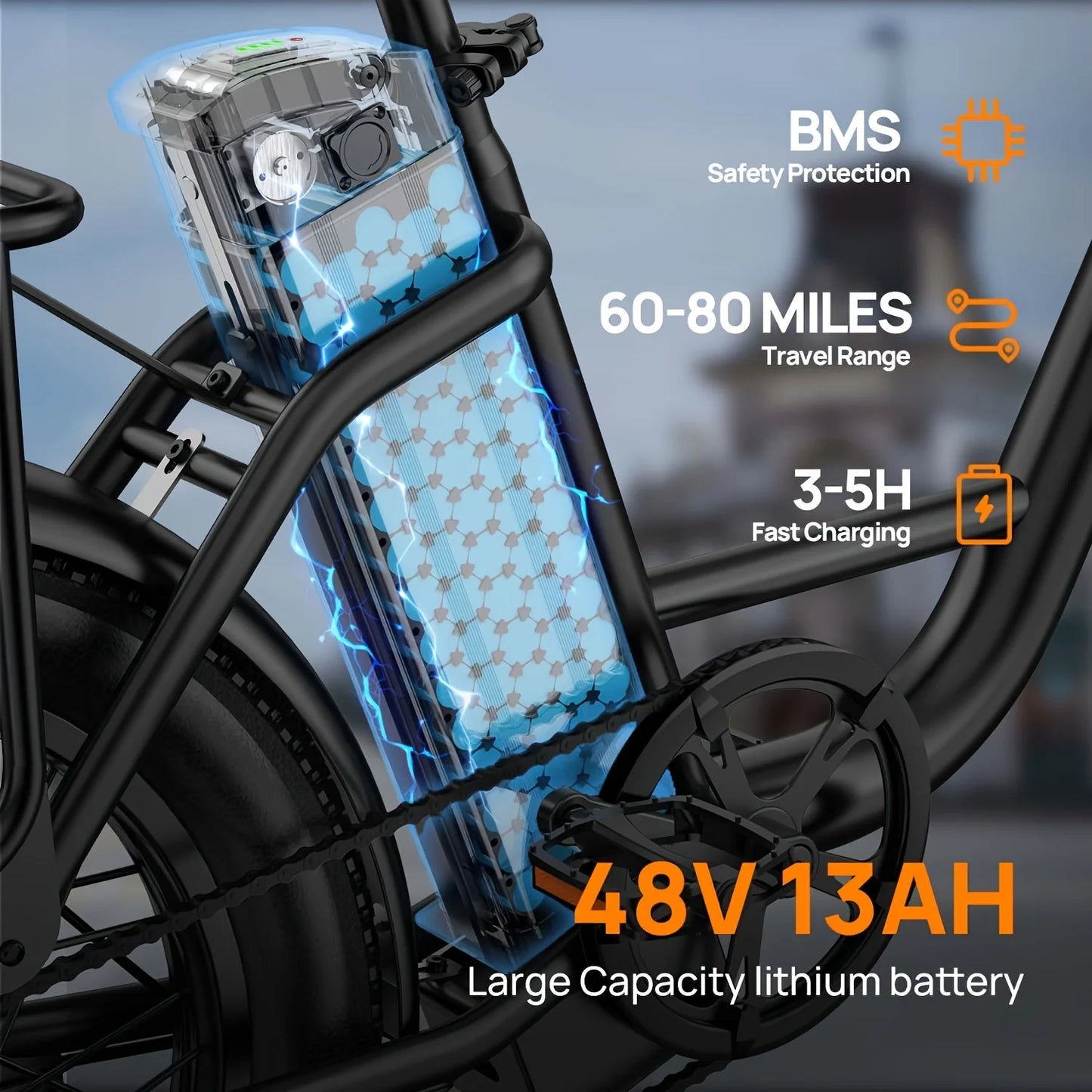 URLIFE 1000W E20 Electric Bike Removable 48V Battery