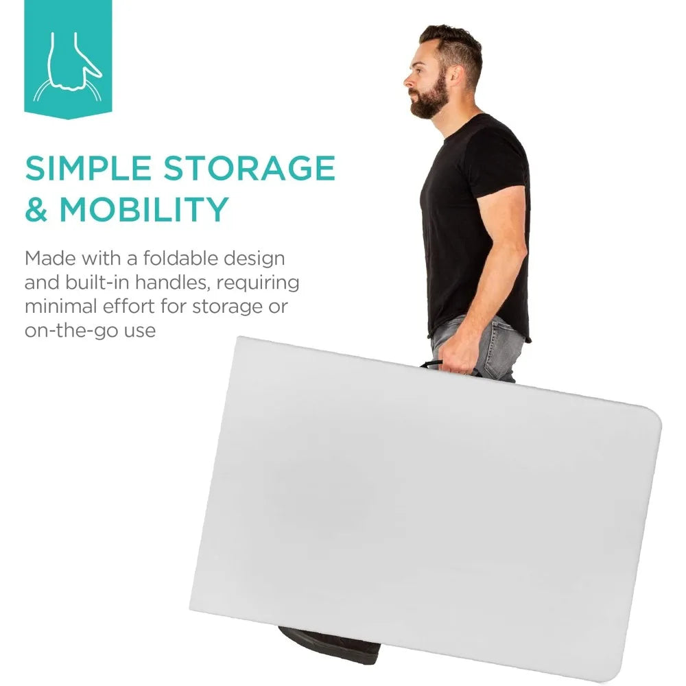 Products 8ft Plastic Folding Table, Indoor Outdoor Heavy Duty Portable w/Handle, Lock for Picnic, Party, Pong