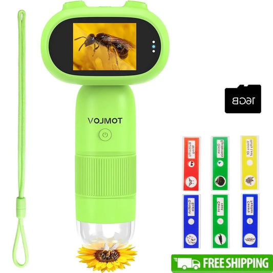 Kids Portable Digital Microscope 1000X HD Camera 1080P Video 2 Inch Screen STEM