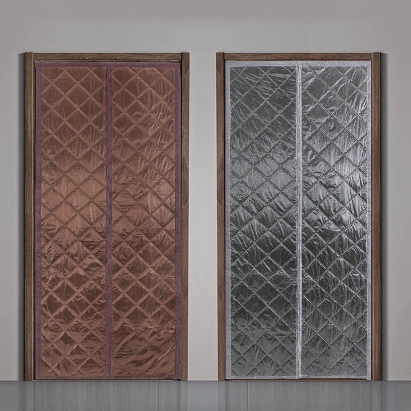 0.95x2.1m Magnetic Thermal Insulated Door Curtain Waterproof Gray Coffee