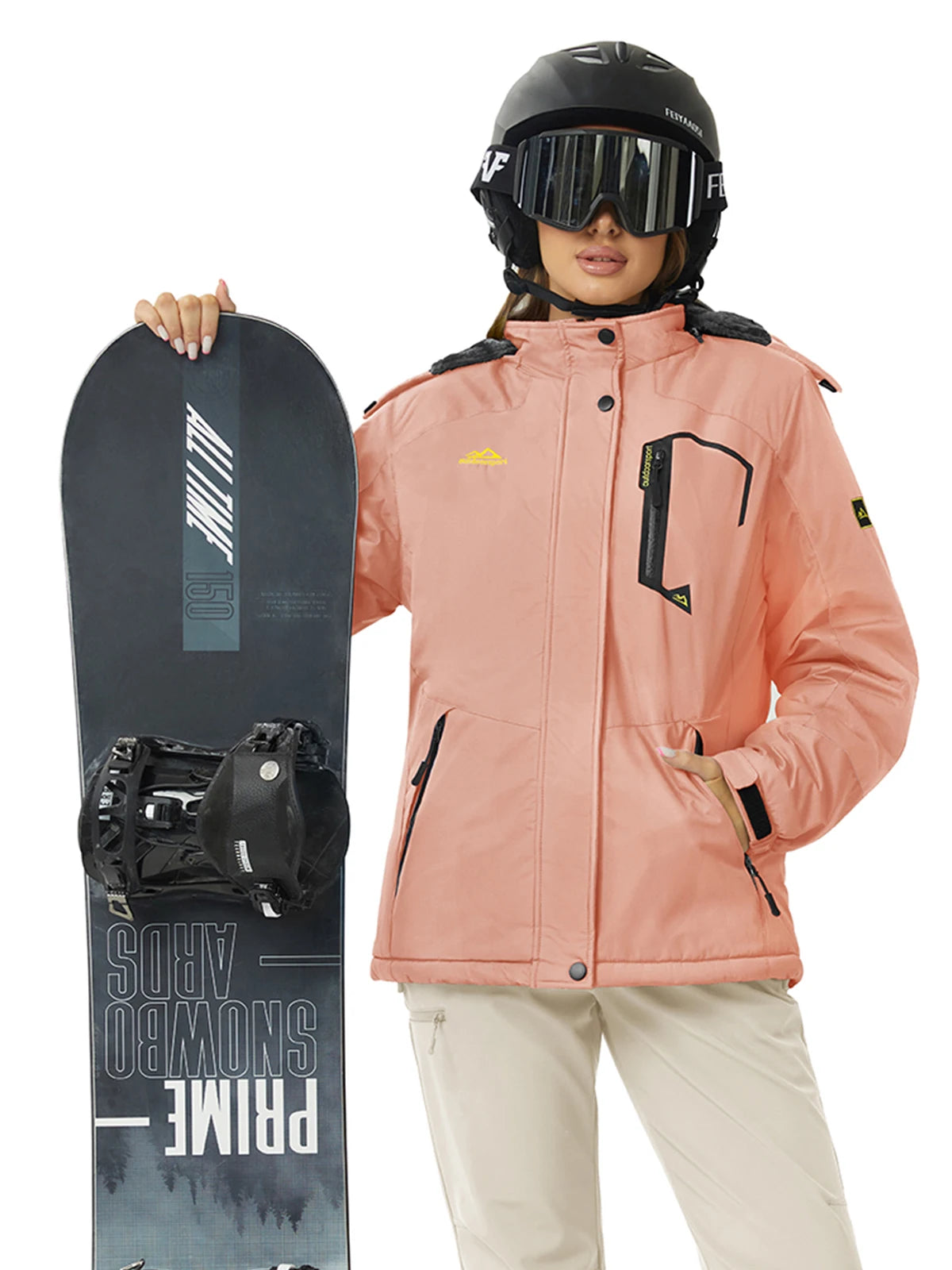 Women's Waterproof Insulated Ski Jacket With Hood Fleece Lined Snow Coat