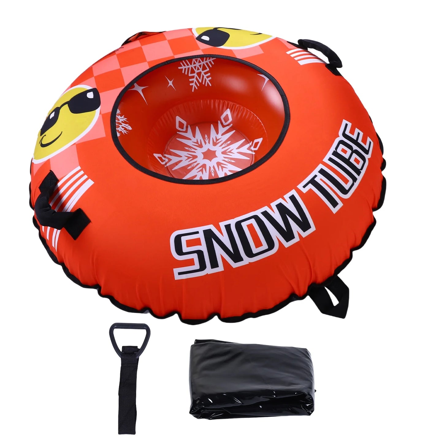 43.3 Inch Inflatable PVC Snow Tube Sled With Handles Tow Strap For Winter Fun