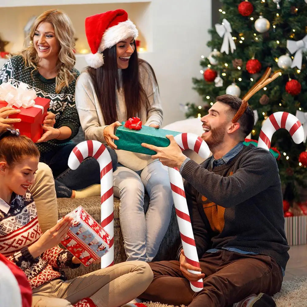 Inflatable Balloon Walking Stick Party Props Christmas Festive Stick Balloons PVC Lightweight Portable for Children Holiday Toys