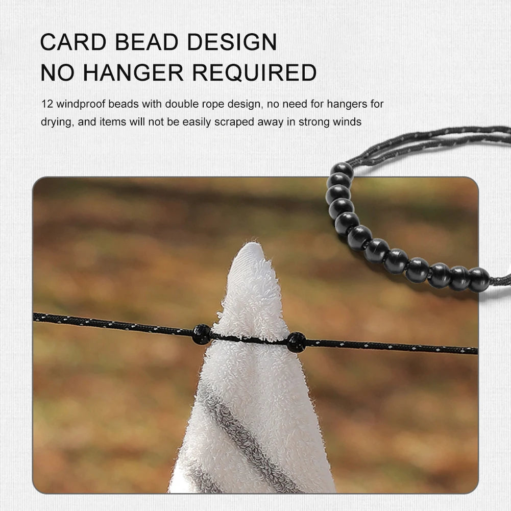 3 M Camping Stretch Clothesline With 12 Clips Hanging Laundry Drying Rope Portable Travel Clothesline Cord for Hotel Trip Cruise