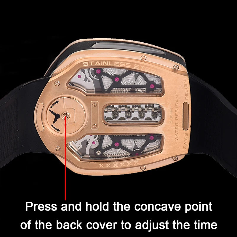 Pindu Design Mens Quartz Wristwatch With Silicone Strap Large Dial Compass