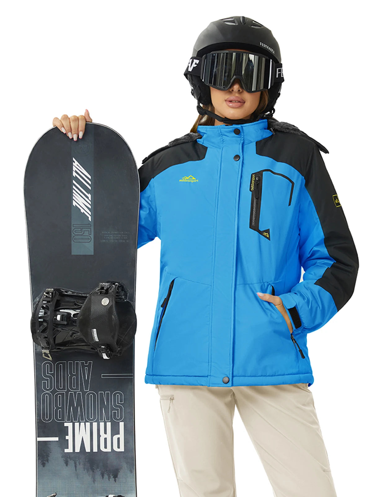 Women's Waterproof Insulated Ski Jacket With Hood Fleece Lined Snow Coat