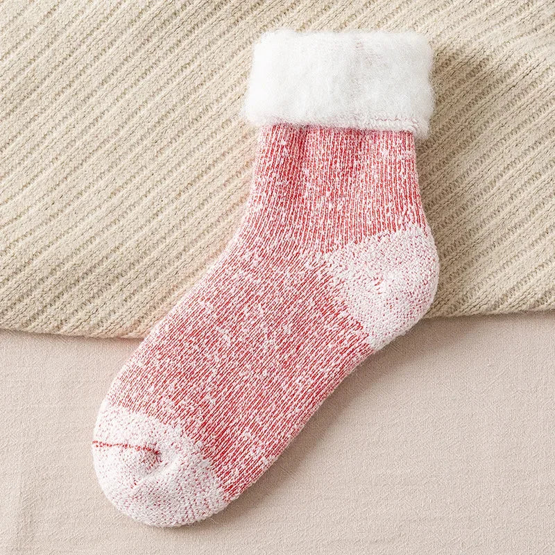 Thick Winter Wool Socks For Women Fuzzy Velvet Snow Hosiery Warm Crew Socks