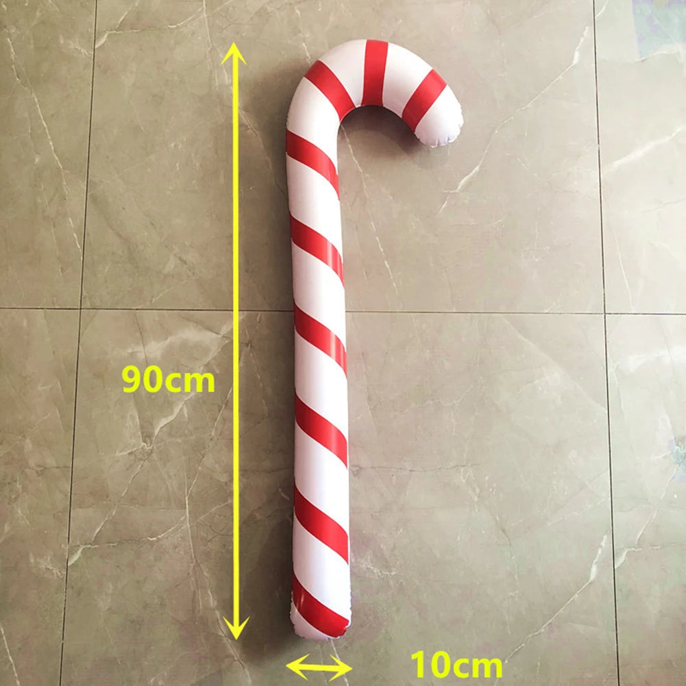 Inflatable Balloon Walking Stick Party Props Christmas Festive Stick Balloons PVC Lightweight Portable for Children Holiday Toys