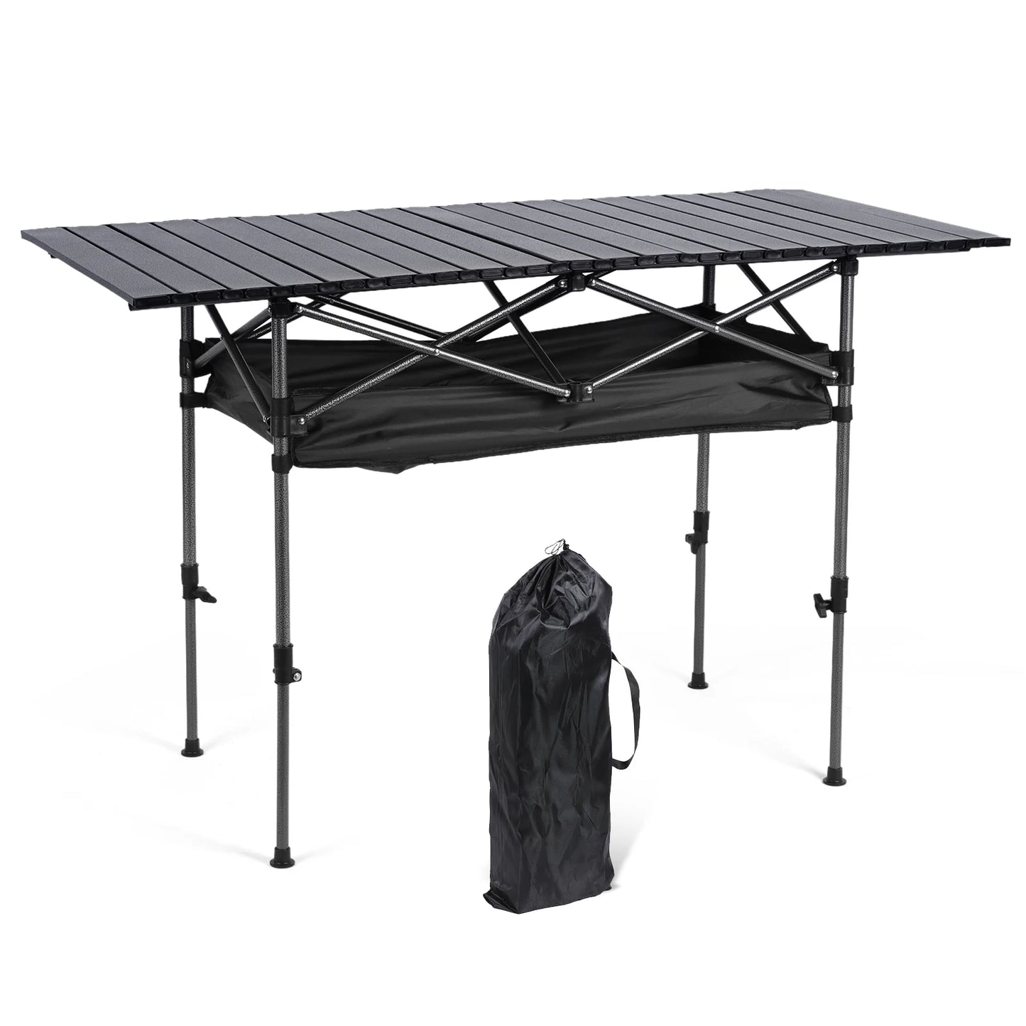 Outdoor Folding Table Roll Up Camping Lifting Adjustable Picnic Beach BBQ
