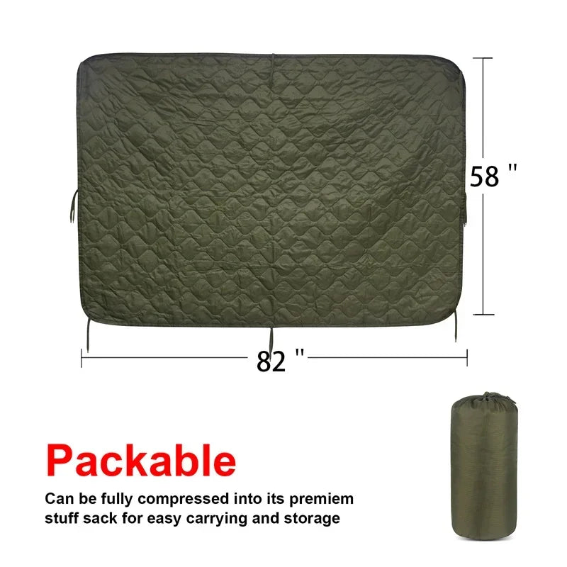 Camouflage Poncho Liner Woobie Blanket 82x58 Inch Water Repellent Camping