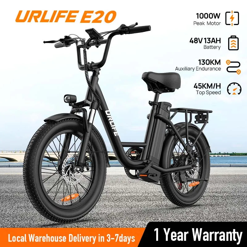 URLIFE 1000W E20 Electric Bike Removable 48V Battery