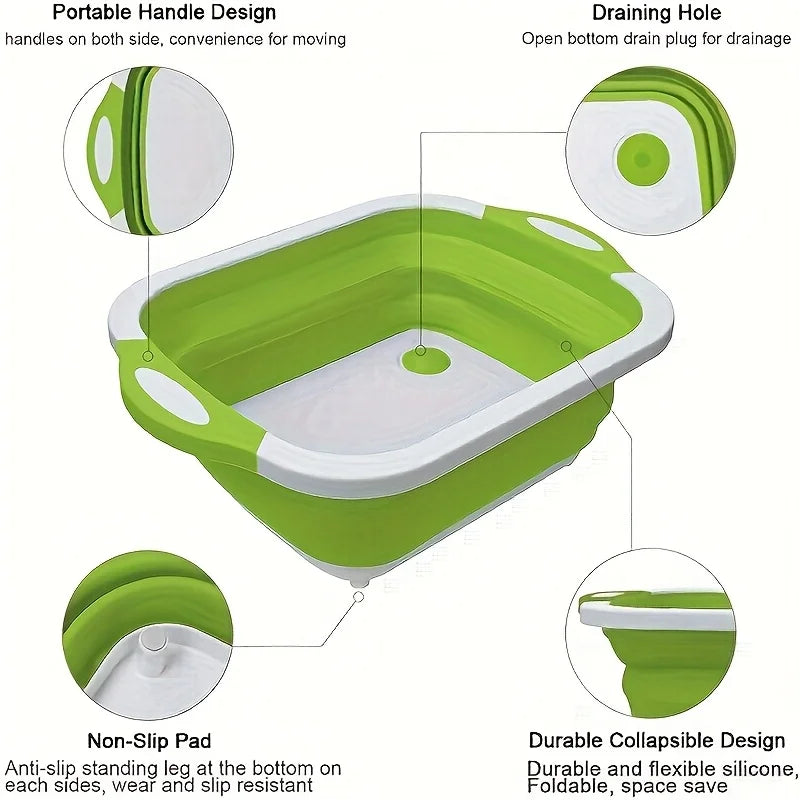 Portable Space Saving Basin With Built In Sink And Storage For Outdoor Camping