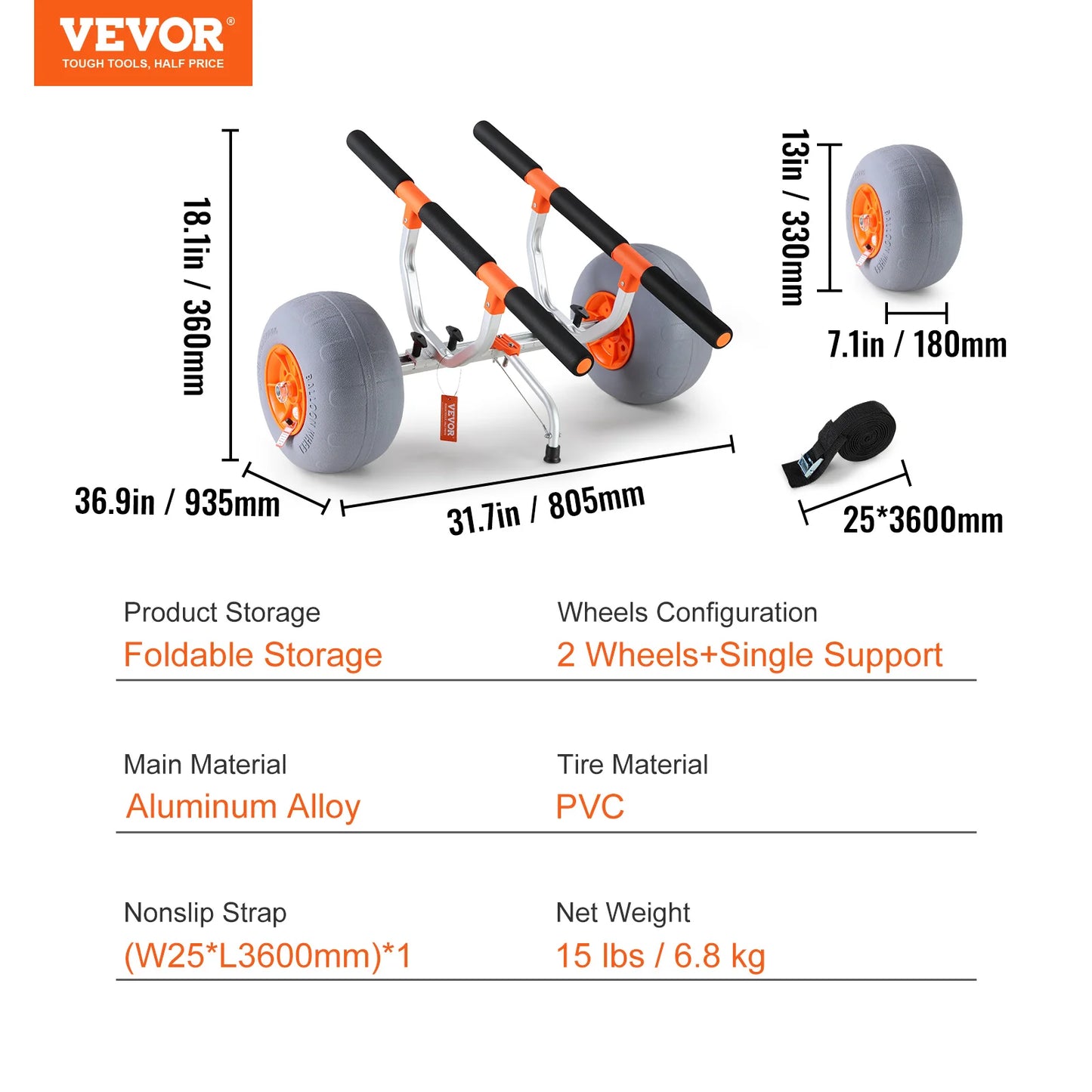 SucceBuy Heavy Duty Kayak Cart Foldable With 10 12 Inch Tires 250 To 450 Lbs