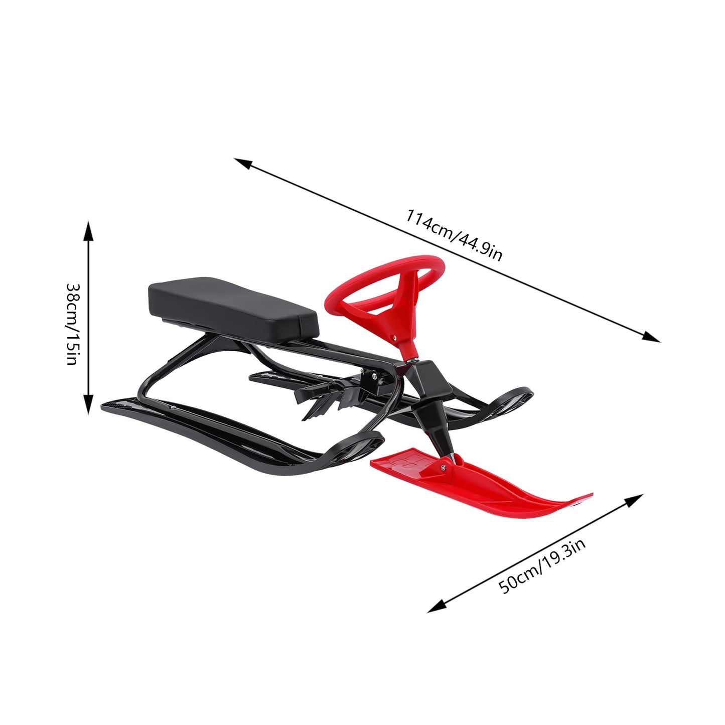 Snow Racer Sled With Steering Wheel Brakes Durable Anti Slip Kids Snow Fun