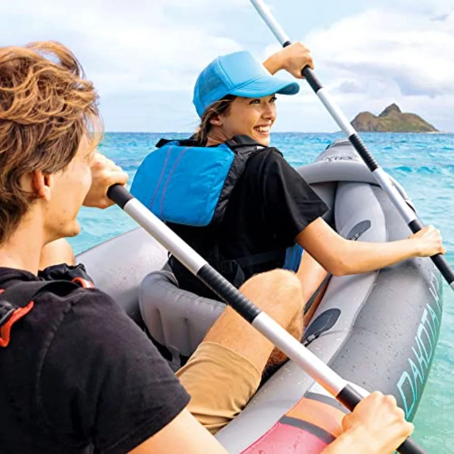 Two Person Inflatable Kayak Set Dakota K2 With 86 Inch Oars And Pump