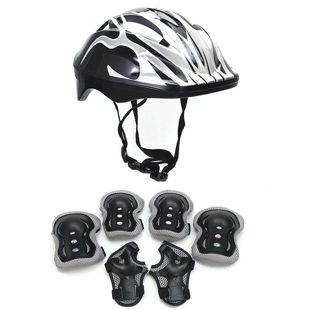 7Pcs Kids Bike Helmet Knee Elbow Wrist Pads Kids Protective Gear Set for Bicycle Cycling Skateboard Scooter Skating