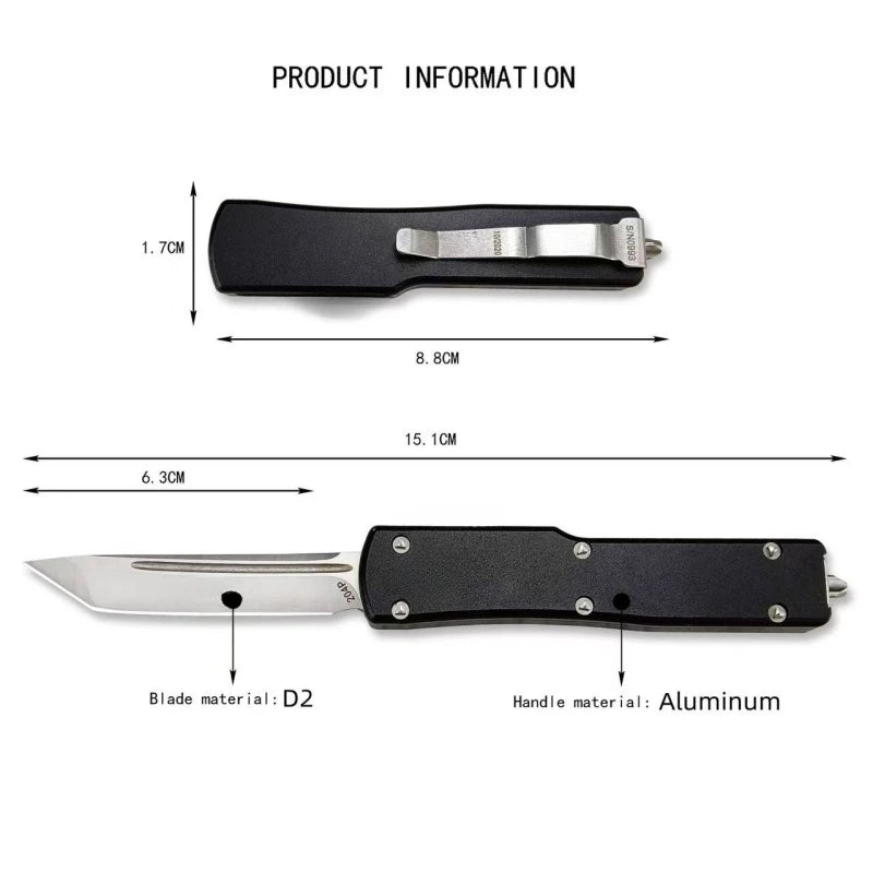 Folding Knife D2 Blade Aluminum Handle Ambidextrous Survival Hunting