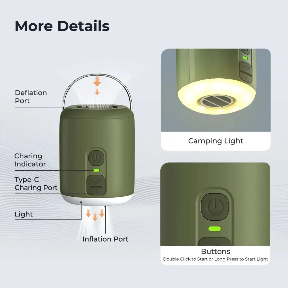 WestTune Tiny Air Pump Camping Lantern Magnetic Design For Inflatable Mattresses