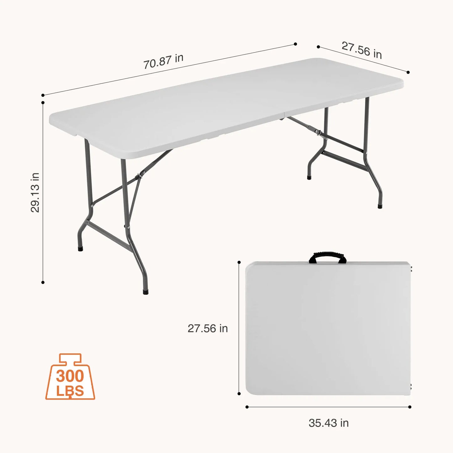 JHK Portable Folding Outdoor Indoor Table Heavy Duty Foldable Table with Carrying Handle Safety Lock For Camping Picnic Dining