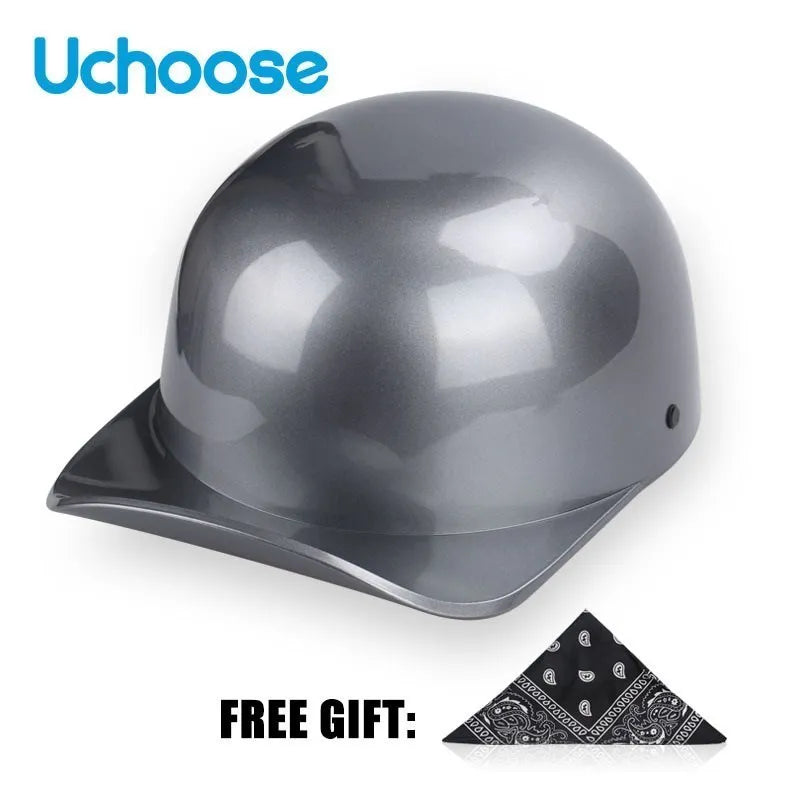Uchoose Baseball Cap Helmet Motorcycle Vintage Retro Helmets Summer Open Face Scooter Cruiser Chopper Gangster DS Men Women Kid