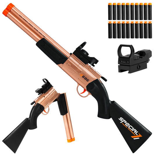 Toy Gun Double Barrel Shotgun Toy,with 20 Soft Bullet Darts, Toy Foam Blaster Foam Dart Blaster with Scope for Kids, Youth, Teen