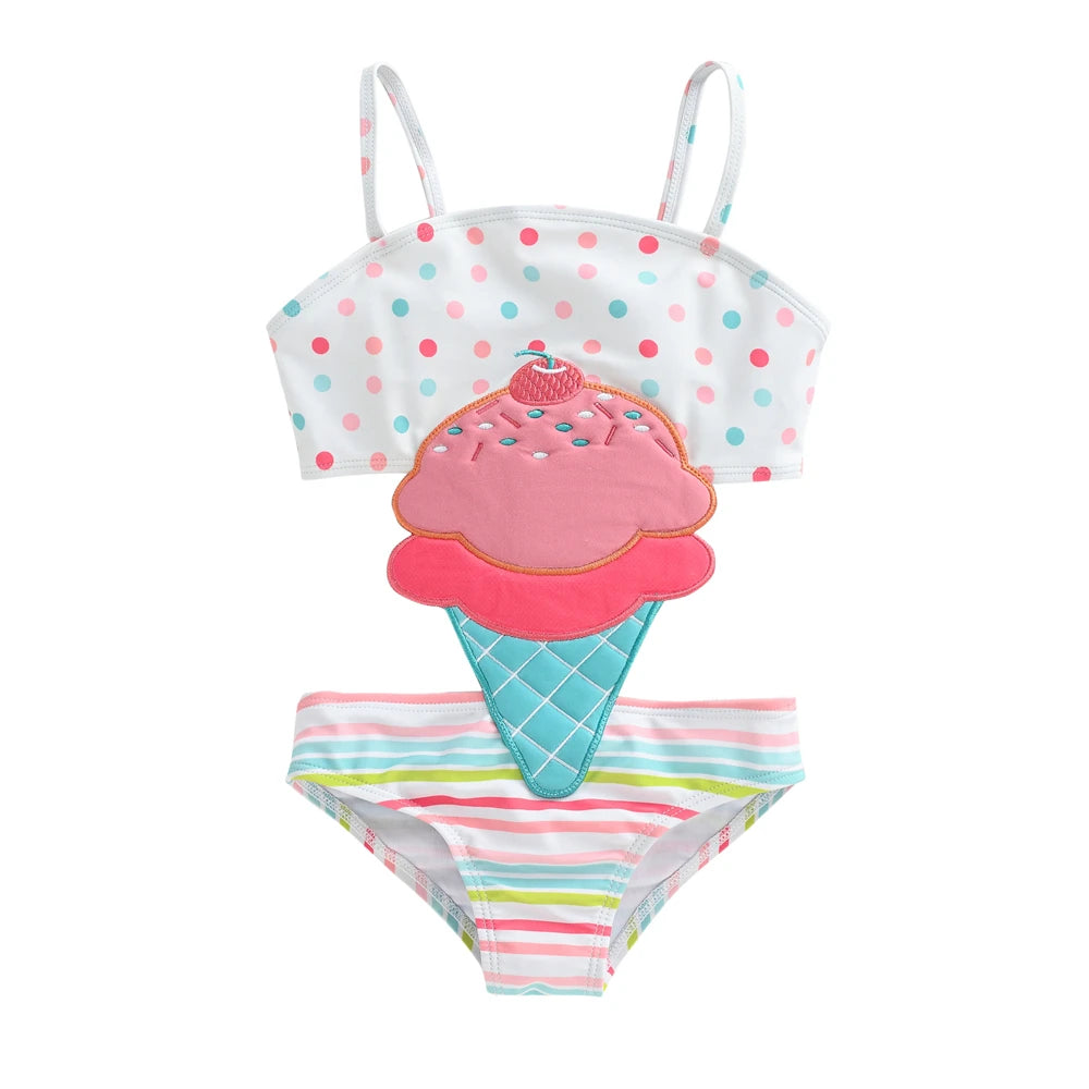 Watermelon Print One Piece Swimsuit For Toddler Girls Summer Beachwear